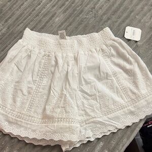 Altar'd State Cream High Waist Eyelet Shorts
